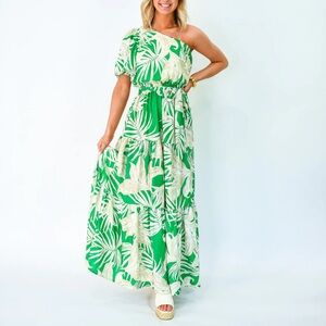 FLYING TOMATO one shoulder tropical maxi dress 🌺 🏝️